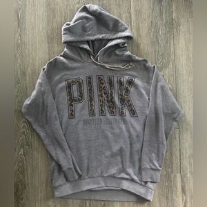 Victoria's Secret Gray Hoodie with Leopard Print